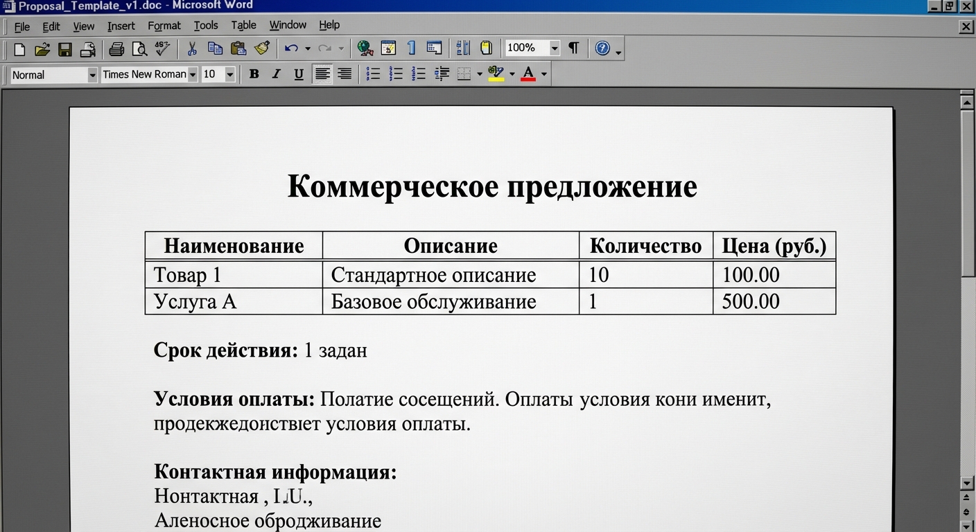 Шаблон Word КП